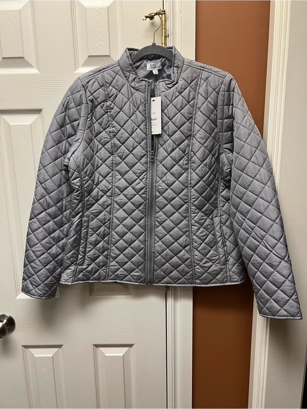 Kim Rogers Quilted Puffer Jacket in Gray